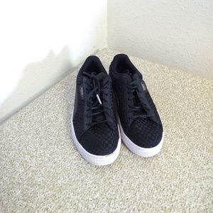 Puma Basket Black And Silver Woven Sneakers